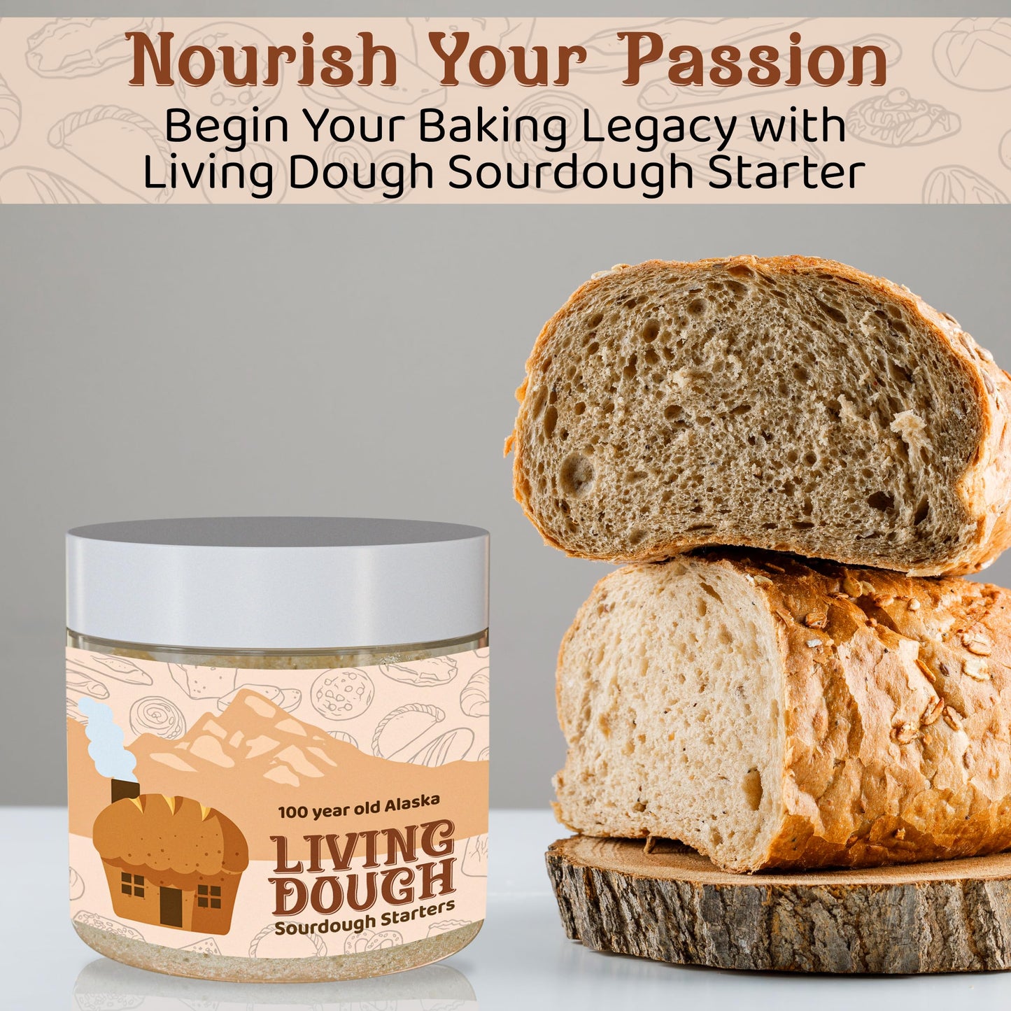 Living Dough - 900 Year Old Sourdough Starter Culture - Active & Live Organic Sourdough Starter for Baking - For Artisan Bread, Pizza Dough, Waffles & More