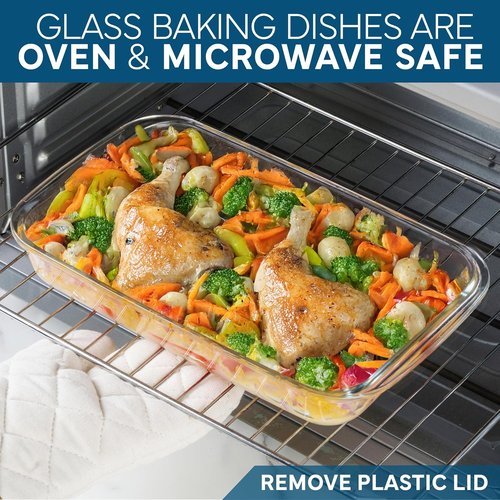 Cook With Color 8-Piece Deep Glass Baking Dish Set - Versatile Casserole & Food Storage Containers | Freezer-to-Oven, Microwave & Dishwasher Safe, Blue