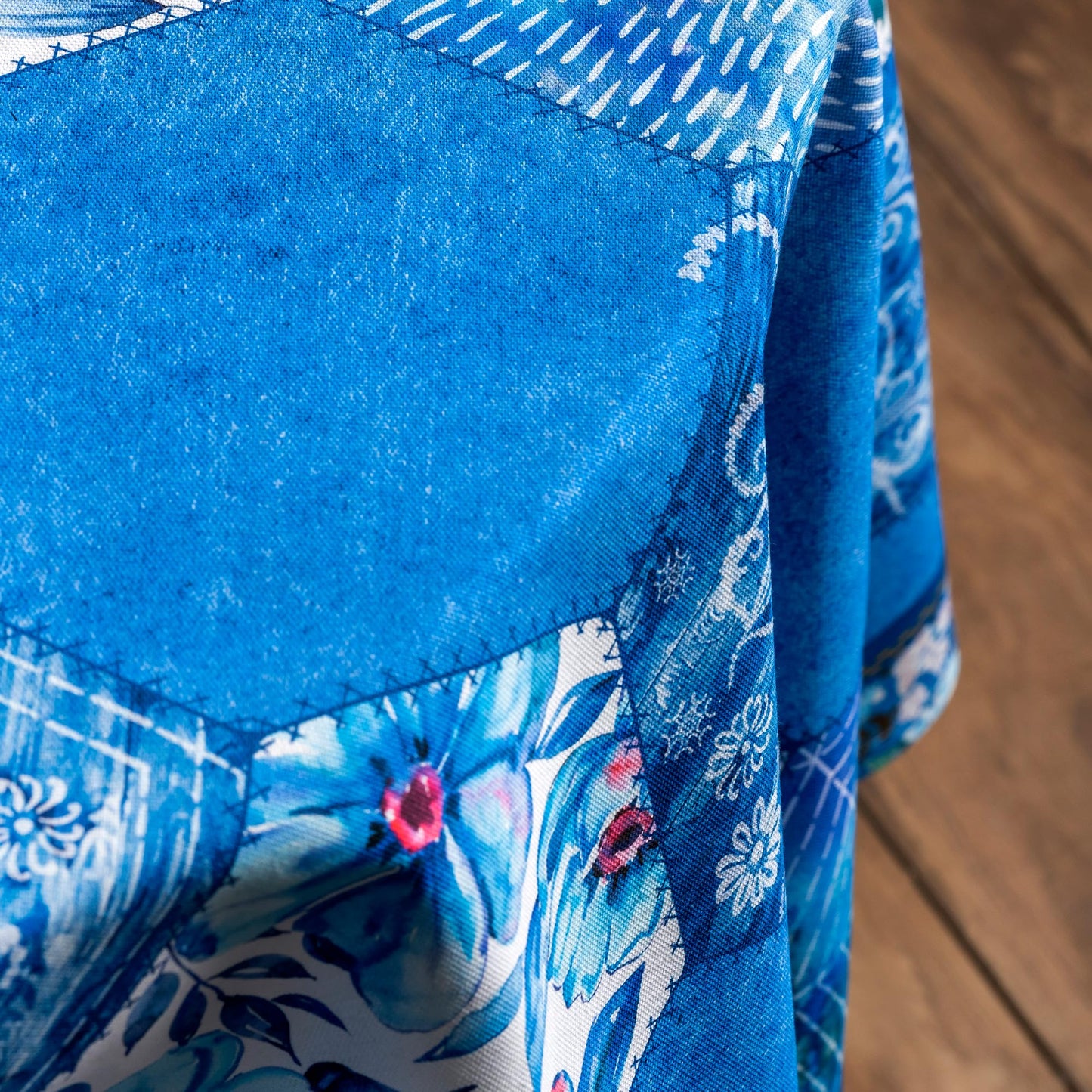 Maison d' Hermine Table Cloth Round Table 100% Cotton 69 Round Inches Tablecloth Reusable Decorative for Dining Kitchen Room Farmhouse Home Gifts for Mothers Day Spring Summer - Summer Blues