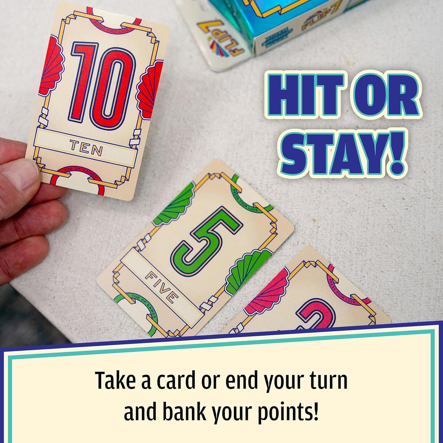 USAOPOLY Flip 7 Card Game - Fast-Paced Strategy & Luck Blend for 3+ Players | Ages 8+ | 20 Min Play Time