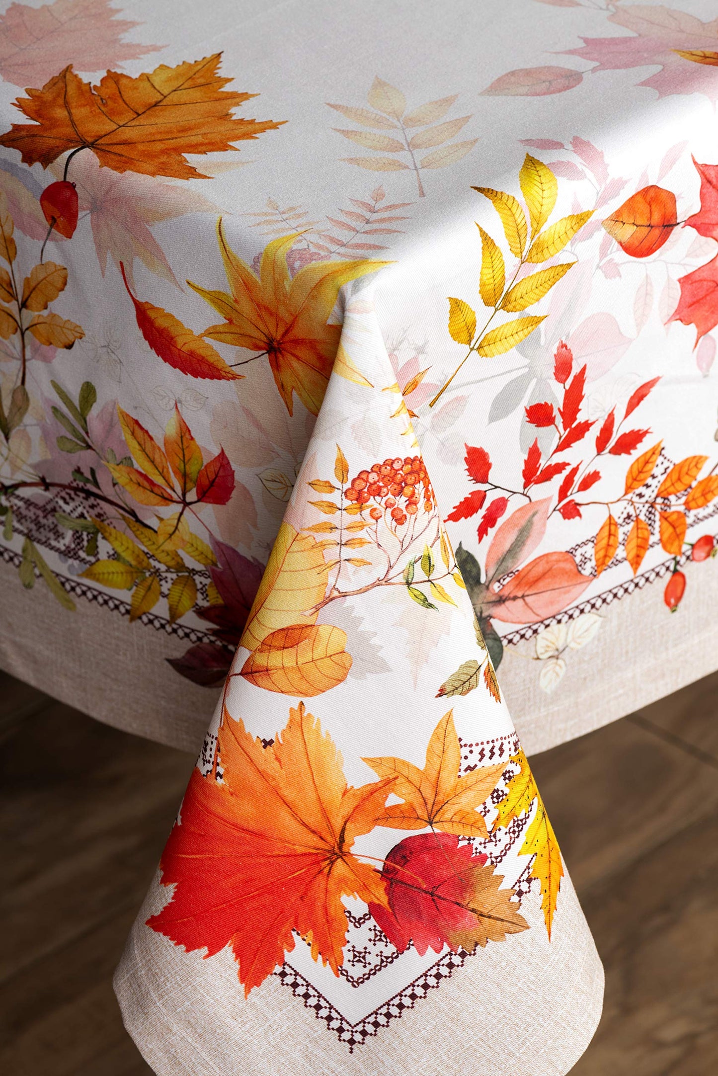 Maison d' Hermine Table Cloth Square Table 100% Cotton 60 x 60 Inches Fall Tablecloth Reusable Everyday Use for Thanksgiving Christmas Decorations Dining Farmhouse Party (Amarante)