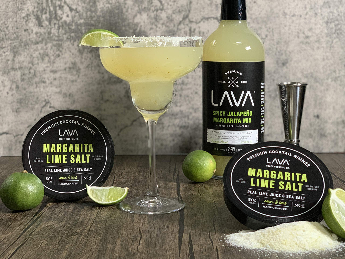 LAVA Premium Margarita Lime Sea Salt Cocktail Rimmer, All Natural Margarita Rimmer Sea Salt Rocks, Real Lime, Tart & Sour, No Silicon Dioxide, with Easy Screw-On Lid - 6oz