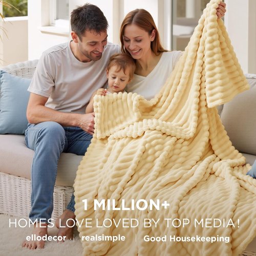 Bedsure GentleSoft Twin Blanket - Cozy Custard Yellow Fleece for Couch | Super Soft 60x80 Inches