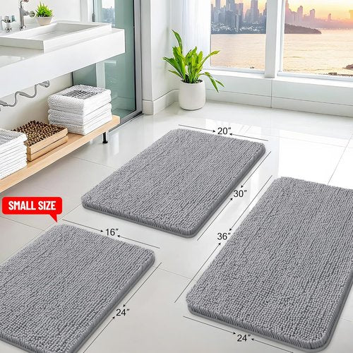 Arotive Bathroom Rugs - Extra Soft Shaggy Chenille | Non-Slip, Machine Washable, 30x20, Grey