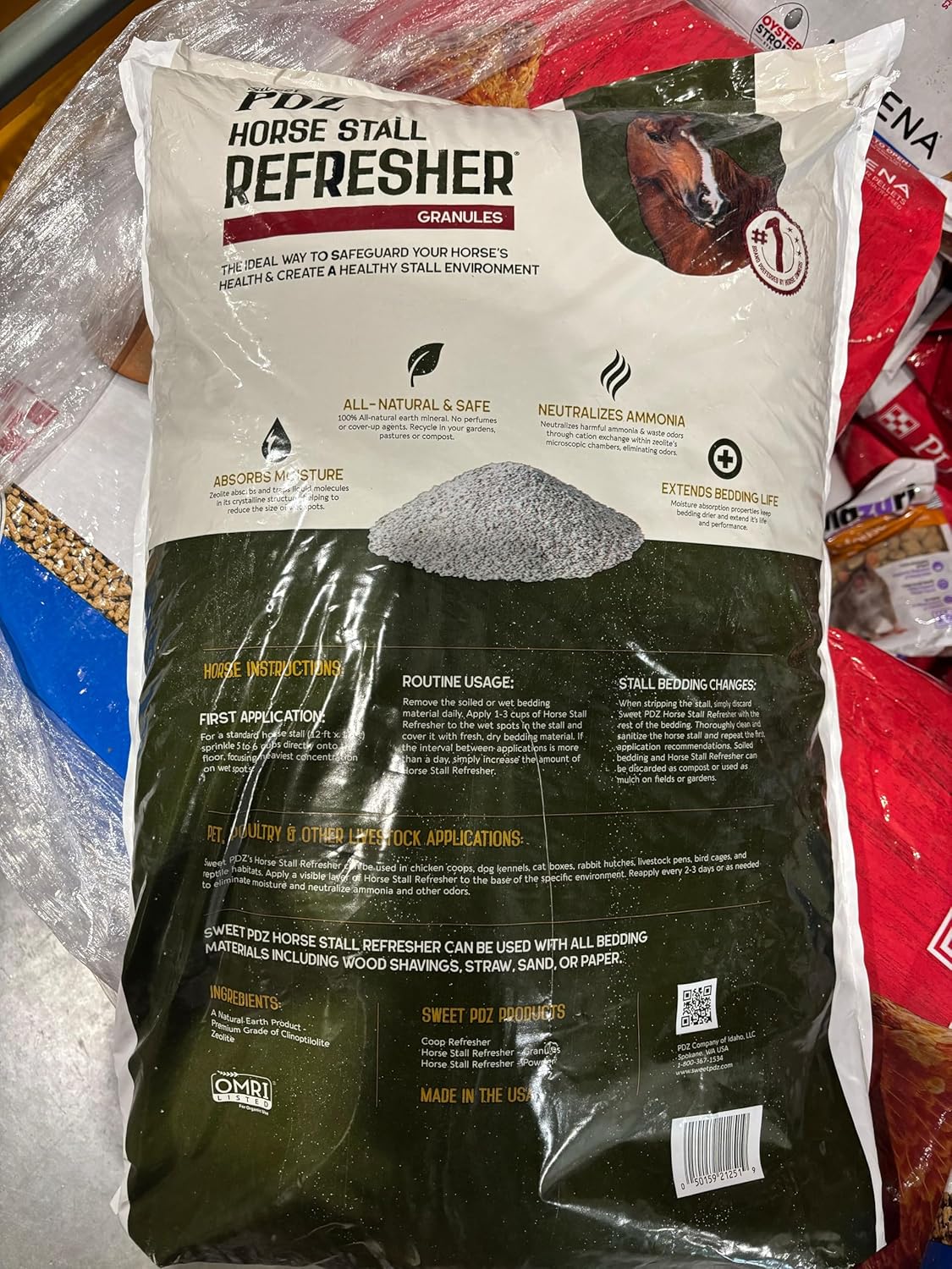Sweet PDZ Horse Stall Refresher Granules - Effective Odor Eliminator | 40 lbs Size