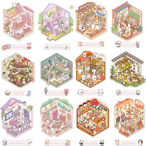 DSNJPZX 3D Sticker Scene Collection Book for Kids Adults - Reusable Stickers - Improve Children's Imagination and Creativity - Enhance Parent-Child Relationship. (Yellow)
