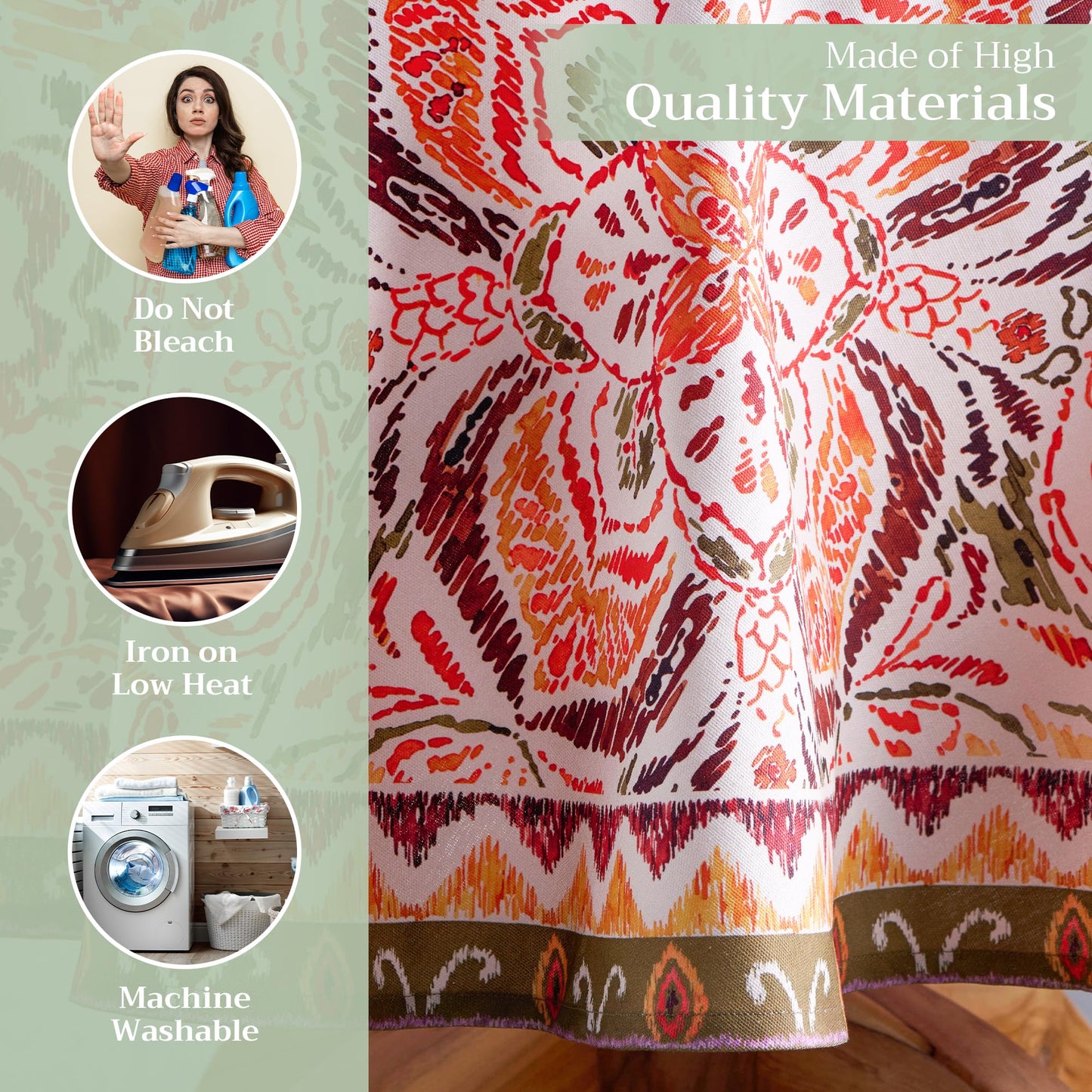 Maison d' Hermine Table Cloth Round Table 100% Cotton 63 Inches Fall Tablecloth Reusable Everyday Use for Thanksgiving Christmas Decorations Dining Farmhouse Party (Damask)
