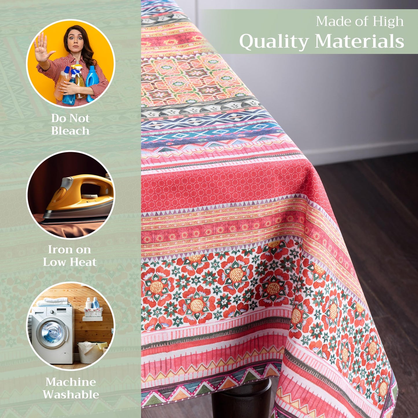 Maison d' Hermine Table Cloth Square Table 100% Cotton 54 x 54 Inches Fall Tablecloth Reusable Everyday Use for Thanksgiving Christmas Decorations Dining Farmhouse Party (Ispahan)