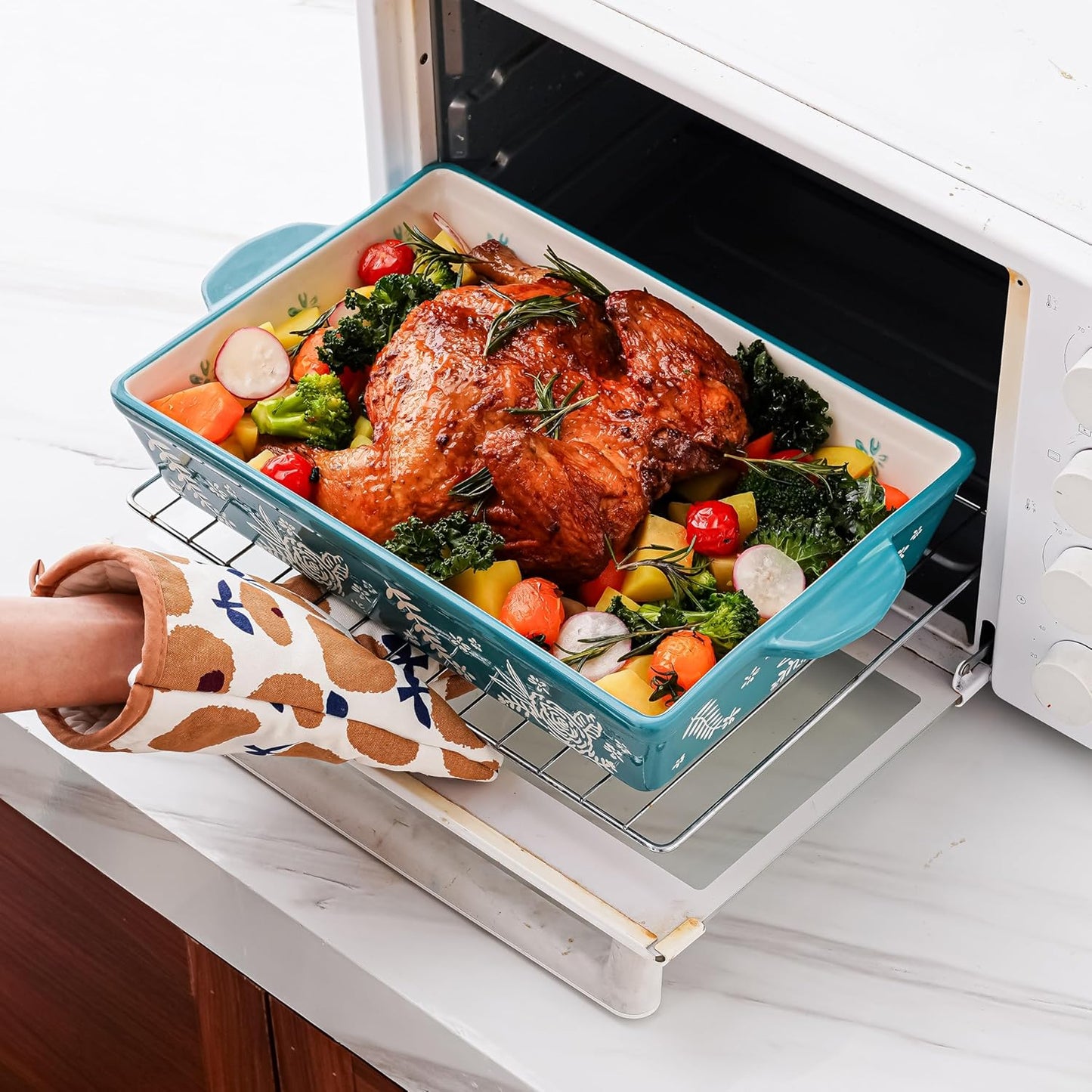 Wisenvoy Casserole Dish - Ceramic Baking Dish with Roasting Rack for Oven | Perfect for Lasagna