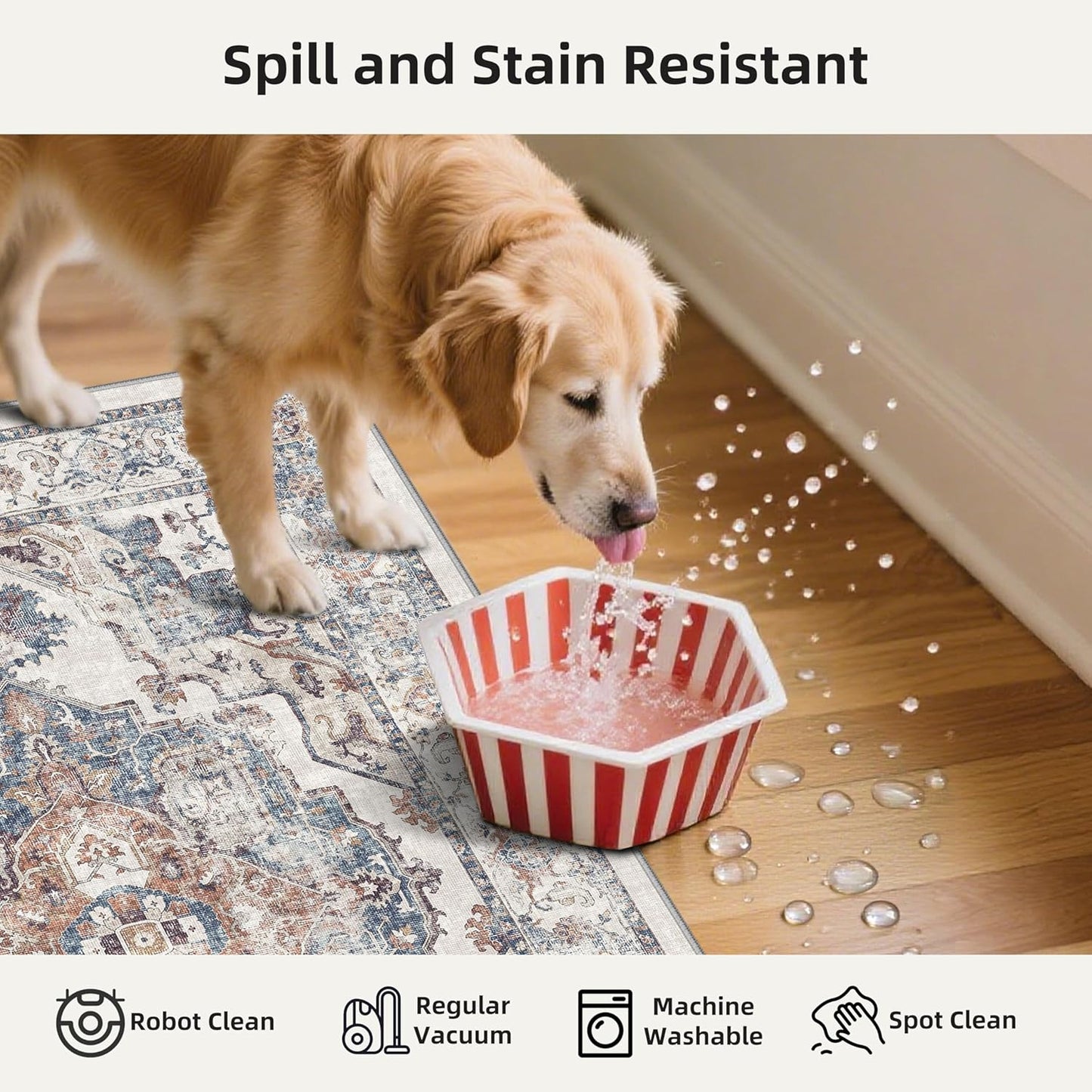 Skiennix Kitchen Runner Rug Set - Washable Non-Slip Mats for Sink & Stove | Soft Low Pile, Water-Resistant (2x3 + 2x4, Brick)