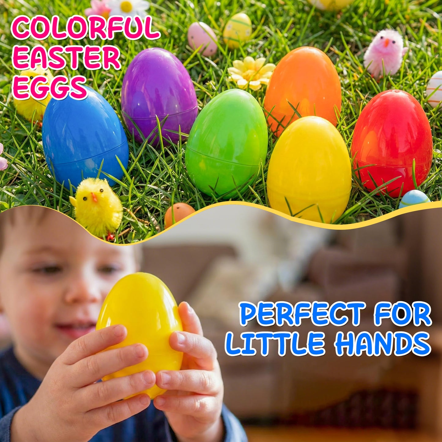 kortes 1000pcs Plastic Easter Eggs, 6 Colors 2.3" Empty Fillable Eggs Bulk for Easter Basket Stuffers Easter Eggs Hunts Party Favors, Classroom Prize Supplies (1000)