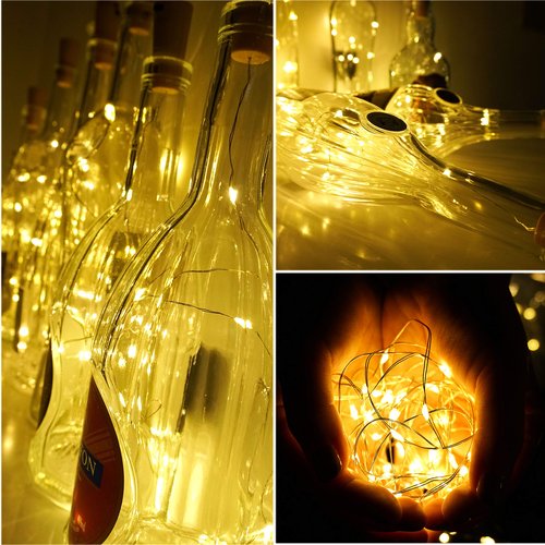 Bottle Lights 12 Pack 20 LEDs Cork Lights for Wine Bottles Battery (Included) Powered Fairy Mini String Lights for DIY Jar Lighting Indoor Bedroom Party Wedding Christmas Halloween Decor (warm white)