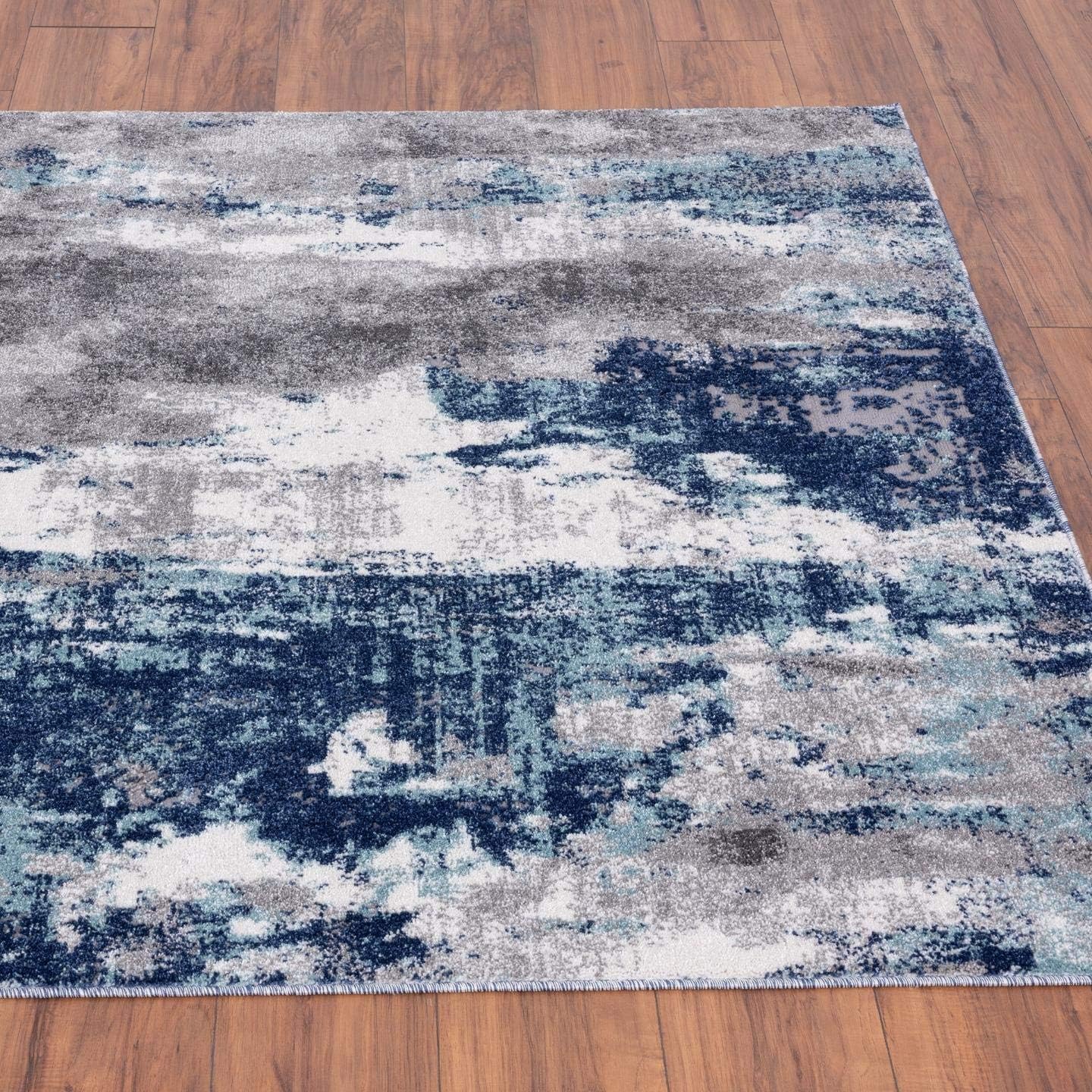 LUXE WEAVERS Euston Collection D.Blue-L.Blue 4x5 Modern Abstract Area Rug