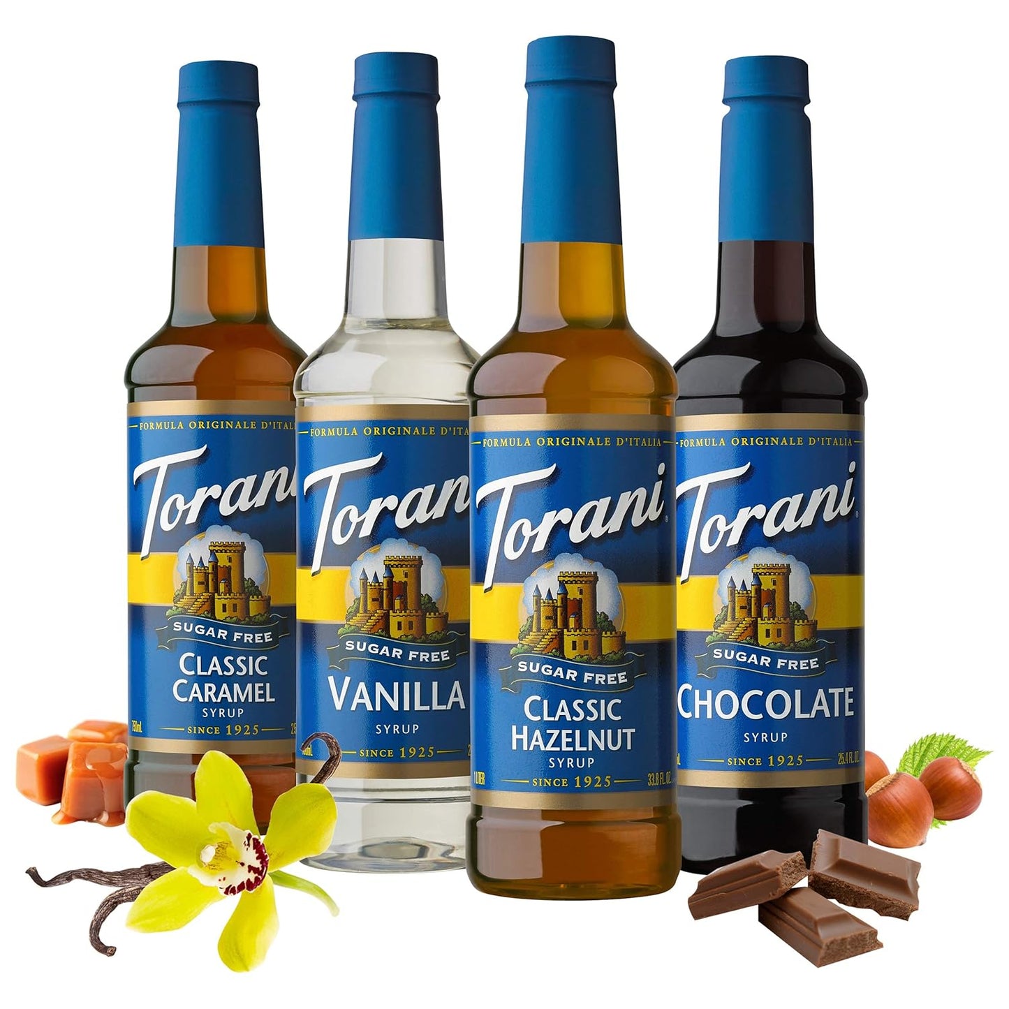 Torani Sugar Free Syrup Variety Pack - 25.4 Ounce Bottles (Set of 4) | Delicious Flavor Options