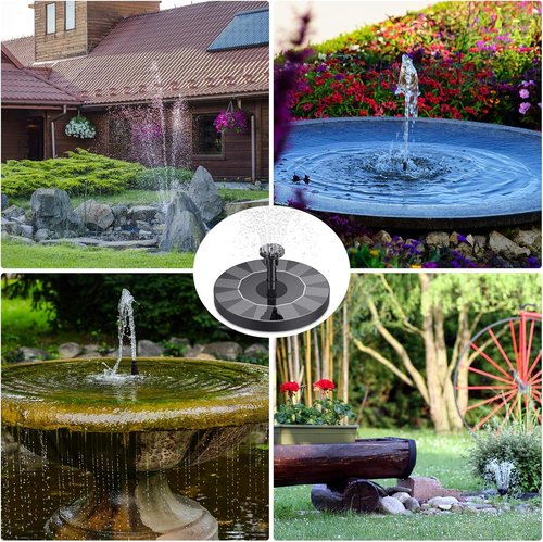 AISITIN Solar Bird Bath Fountain - 6 Nozzles for Outdoor Use | Solar Powered Floating Water Pump