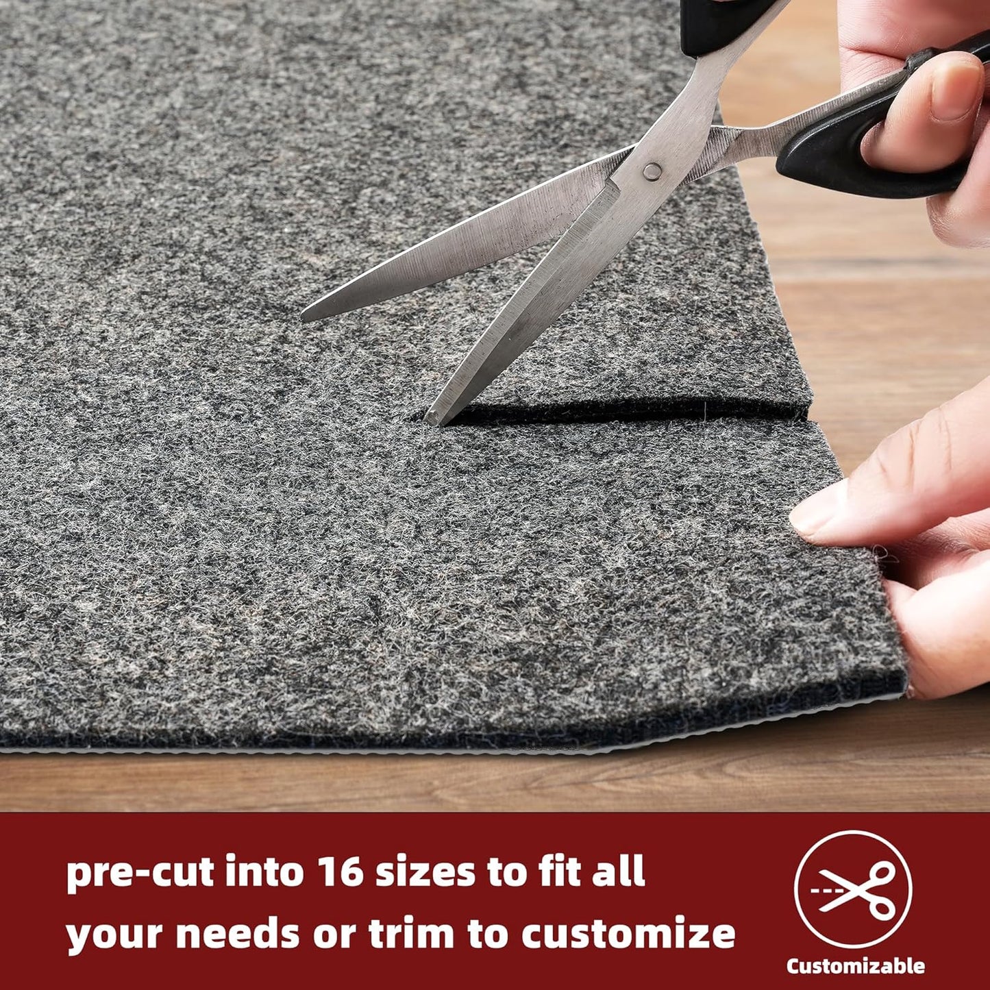 BAGAIL Non-Slip Rug Pads - 1/4” Thick Felt & Natural Rubber Backing | 5 x 7 Ft Carpet Grippers for Hardwood Floors