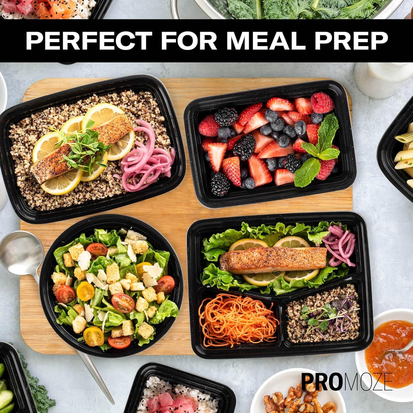 Reusable Meal Prep Containers by [Brand Name] - Microwave Safe 28 oz Food Storage with Lids | 50-Pack, BPA Free