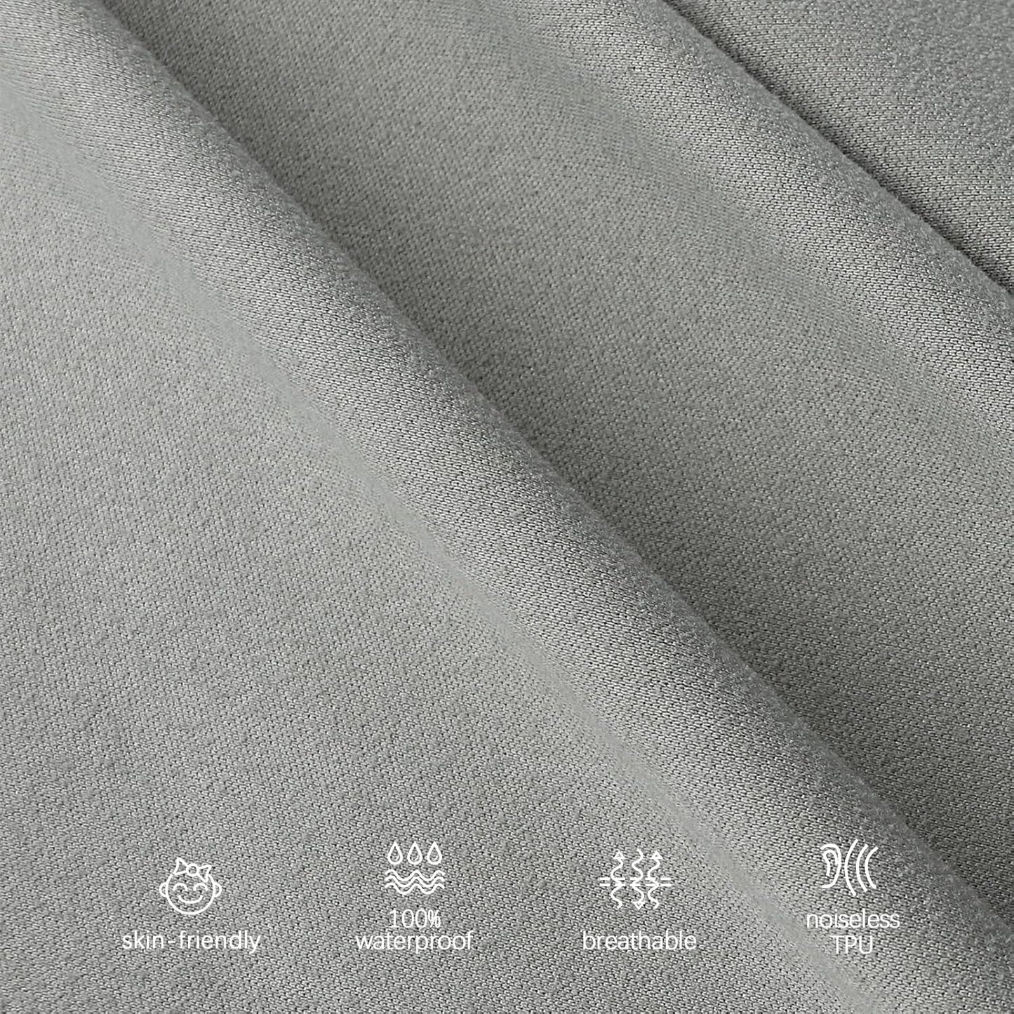 Skiennix Waterproof Crib Sheets - Ultra Soft & Breathable Toddler Mattress Protectors | 2 Pack, Grey