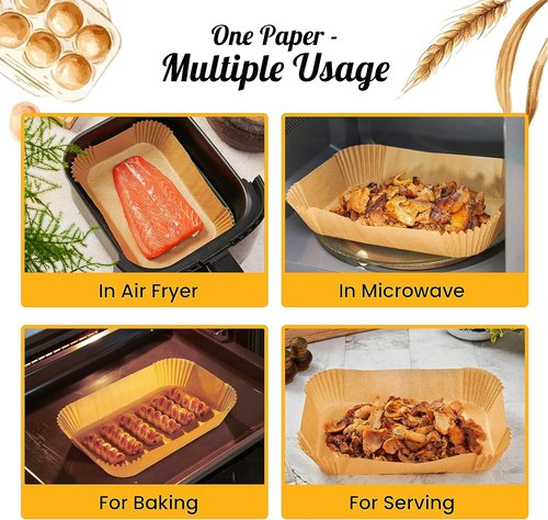Baker's Signature Air Fryer Liners - 125 Pcs Non-Stick Parchment Paper for Ninja Foodi & Instant Pot Vortex Plus