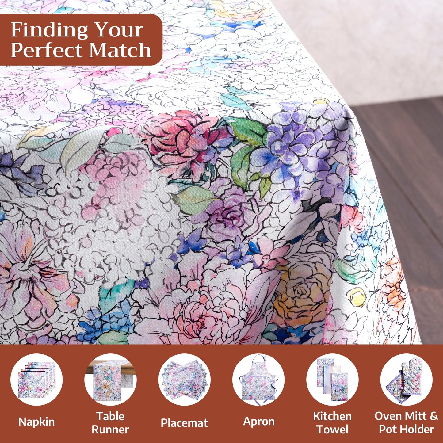 Maison d' Hermine Table Cloth Rectangle Table 100% Cotton 70 x 120 Inches Tablecloth Reusable Decorative for Dining Kitchen Room Farmhouse Home Gifts for Mothers Day Spring Summer - Floral Love