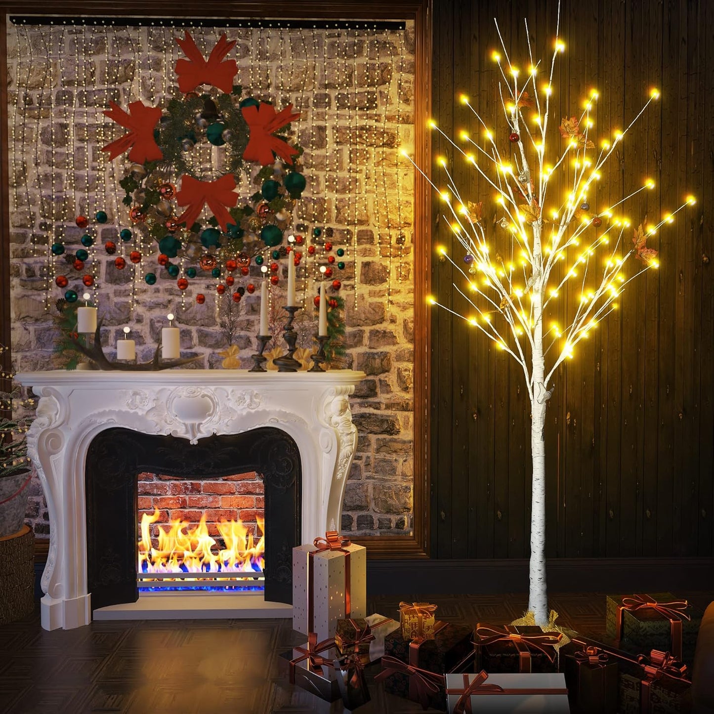 AWQM Artificial Lighted Trees - Warm White LED Christmas Decor | 3-Pack (4ft, 5ft, 6ft) for Indoor & Outdoor Use