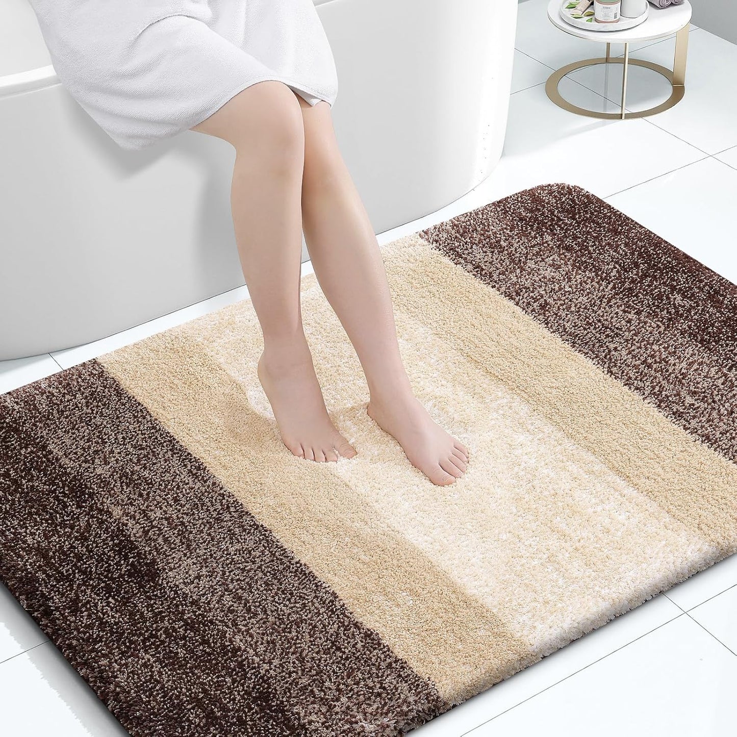 OLANLY Large Bathroom Rugs - Extra Soft Microfiber Mat 47x32 | Quick Dry, Machine Washable, Brown