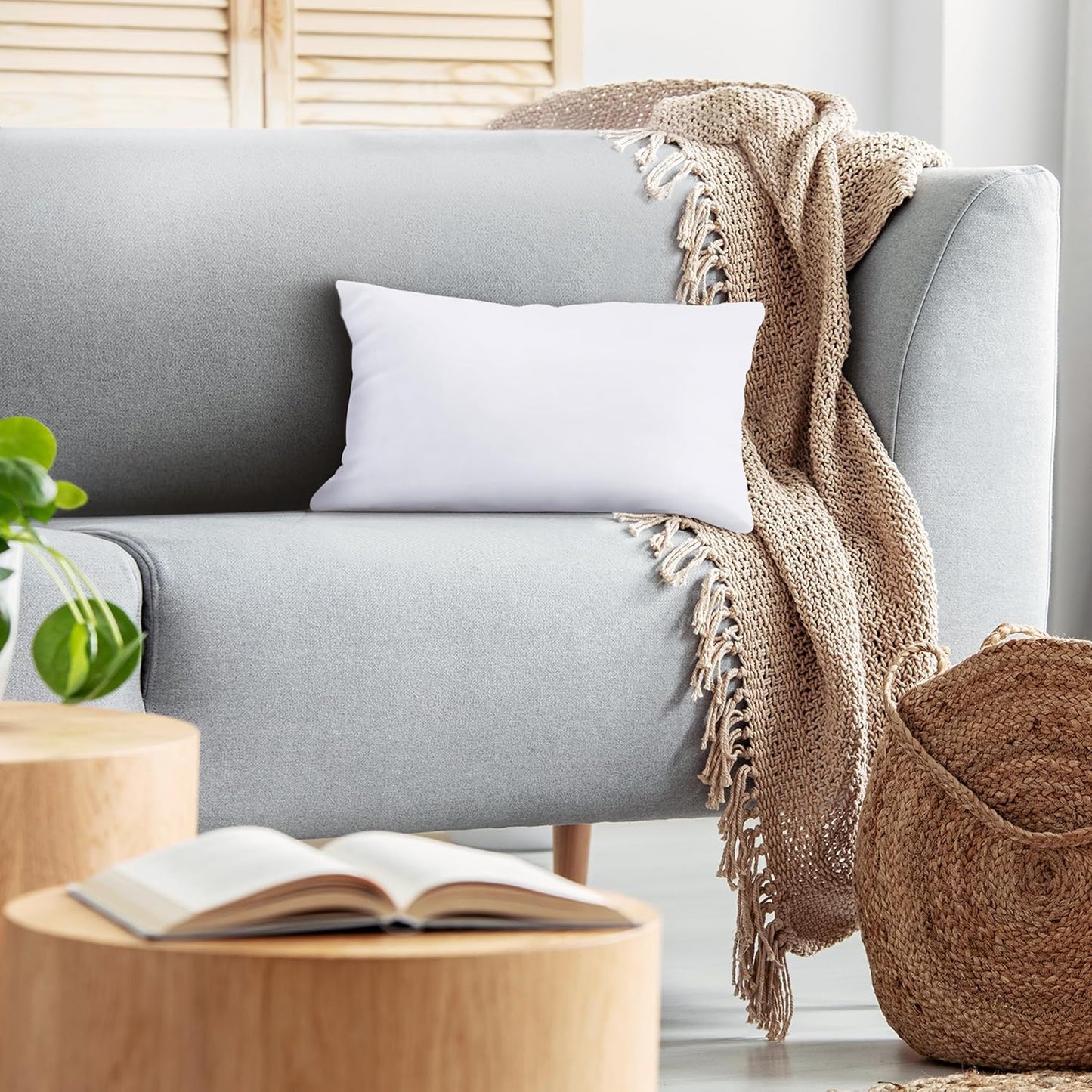 Utopia Bedding Throw Pillow - Fluffy Down Alternative Cushion for Bed & Sofa | 14 x 22 Inches, White