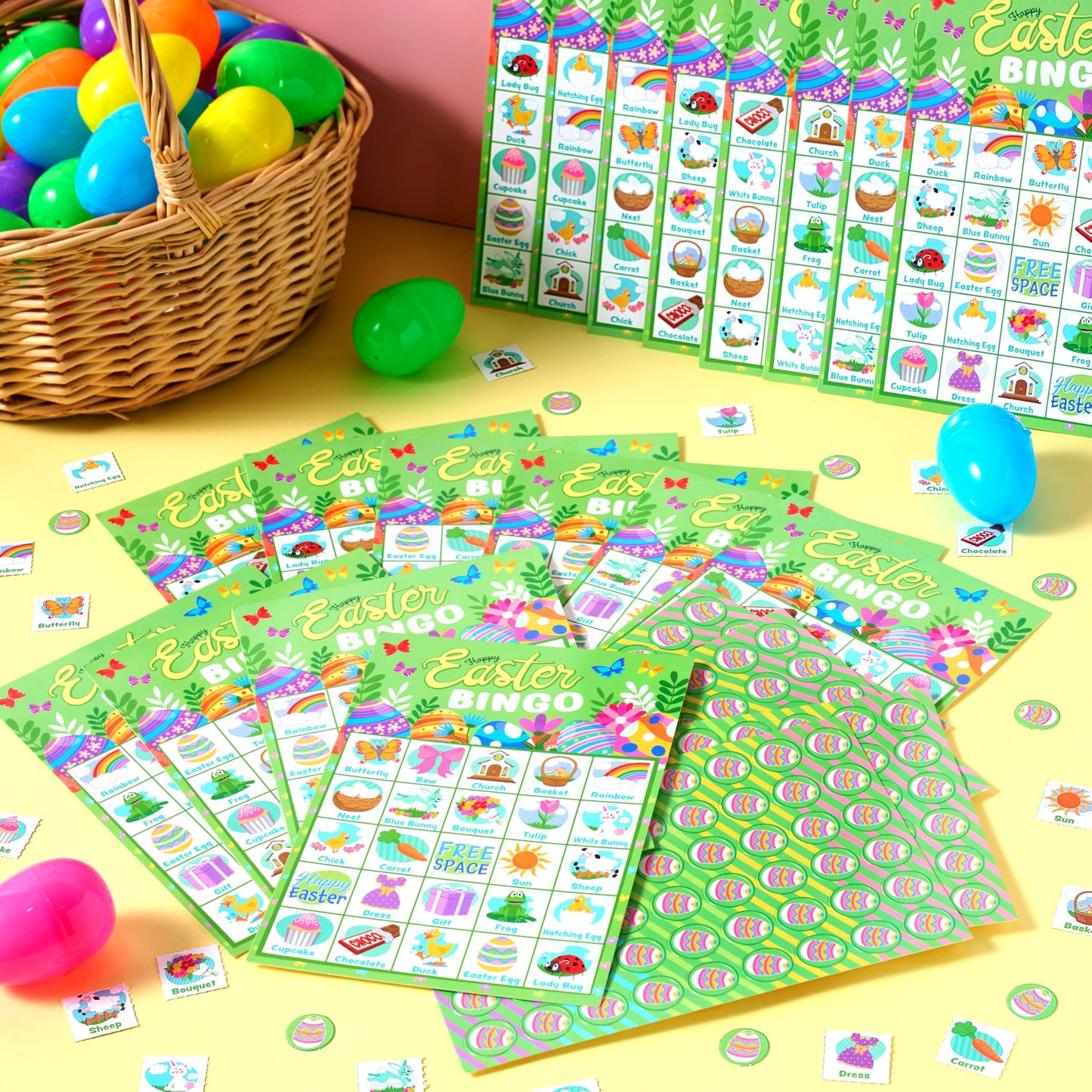 JOYIN 28 Players Easter Bingo Cards (5x5) for Easter Party Goodies Games, Kids School Classroom Gift, Indoor Family Activities, Basket Filler Stuffers