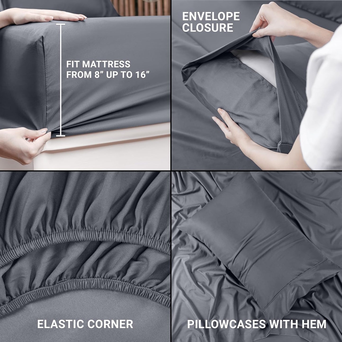 Utopia Bedding Twin Bed Sheets Set - Soft Brushed Microfiber | Fade & Shrinkage Resistant - Grey