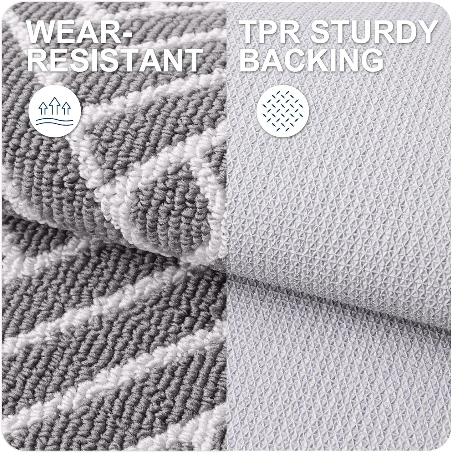 OLANLY Indoor Door Mat - 32x20 Inch, Dirt Resistant & Absorbent | Non-Slip Rubber Backing, Easy Clean Grey Doormat