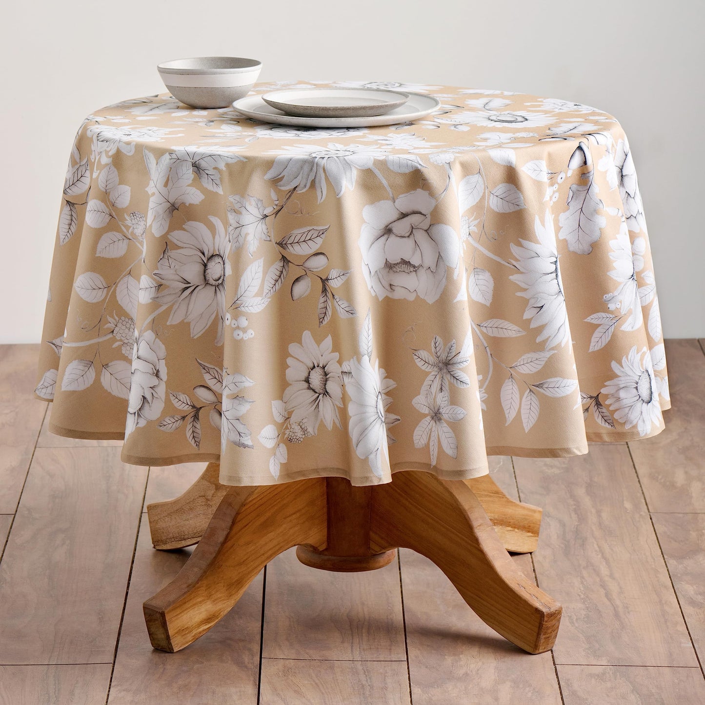 Maison d' Hermine Table Cloth Round Table 100% Cotton 63 Inches Fall Tablecloth Reusable Everyday Use for Thanksgiving Christmas Decorations Dining Farmhouse Party (Pretty Autumn)