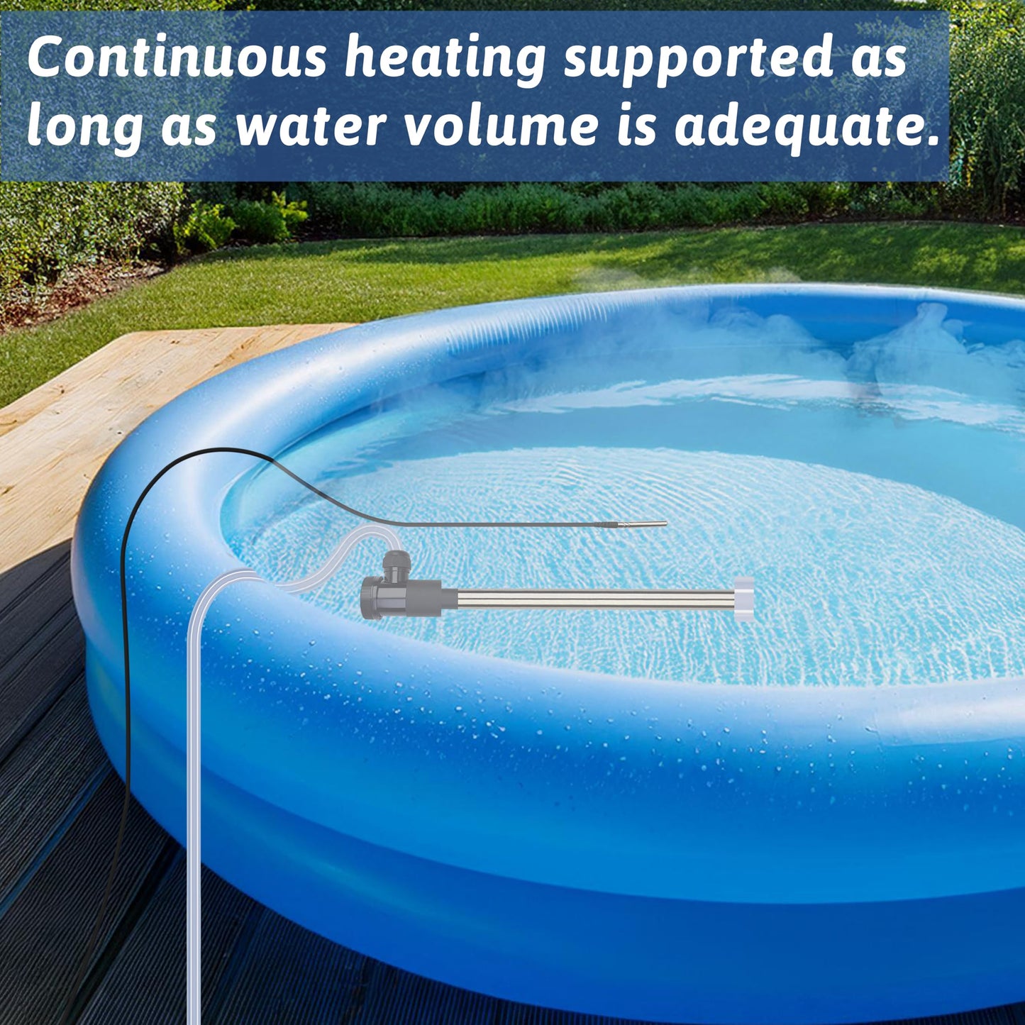 XCLBTFDC 2000W Immersion Water Heater Portable Electric Bathtub & Pool Fully Submersible Water Heater with Temp Control, GFCI for Hot Tub, Bucket, Swimming pool, above ground pool, baptistry & spa tub