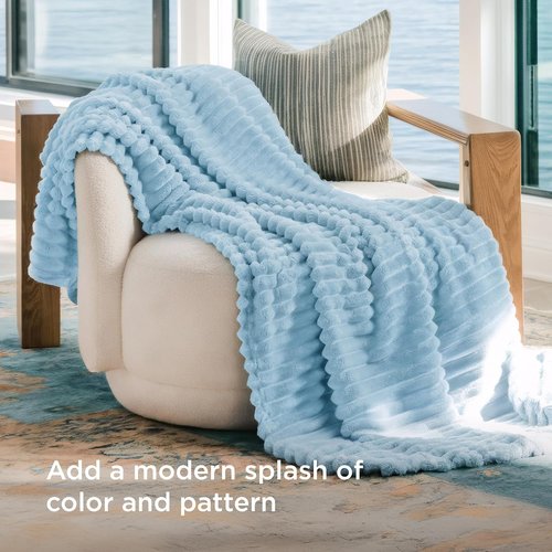Bedsure GentleSoft Throw Blanket - Cozy Light Blue Fleece Blanket for Couch | 50x60 Inches, Perfect Spring Decor
