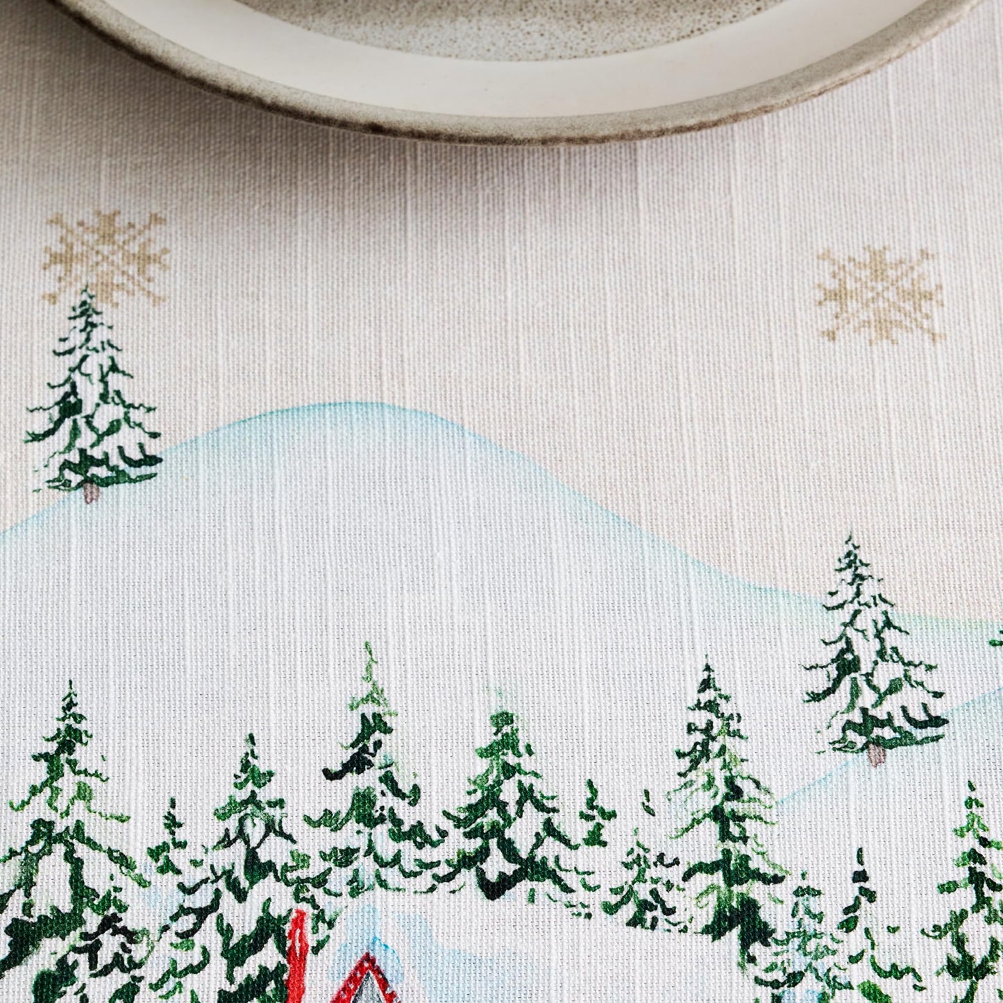 Maison d' Hermine Table Cloth Rectangle Table 100% Cotton 70 x 120 Inches Fall Tablecloth Reusable Everyday Use for Thanksgiving Christmas Decorations Dining Farmhouse Party (Rural Christmas)