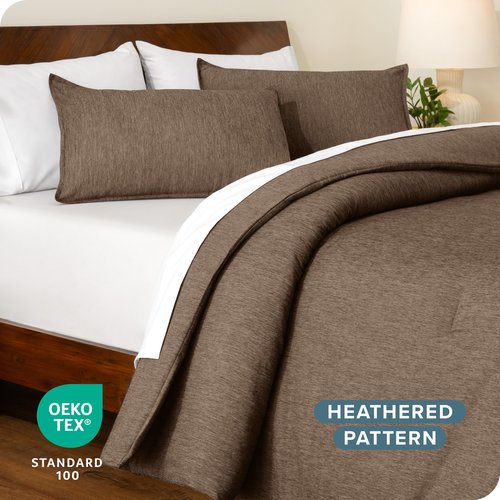 Bare Home Comforter Set - Full Size - Ultra-Soft - Goose Down Alternative - Premium 1800 Series - All Season Warmth (Full, Heathered Taupe)