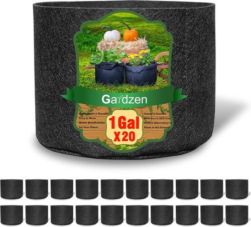 Gardzen 20-Pack 1 Gallon Nonwoven Grow Bags - Durable Aeration Fabric Pots for Healthy Plants