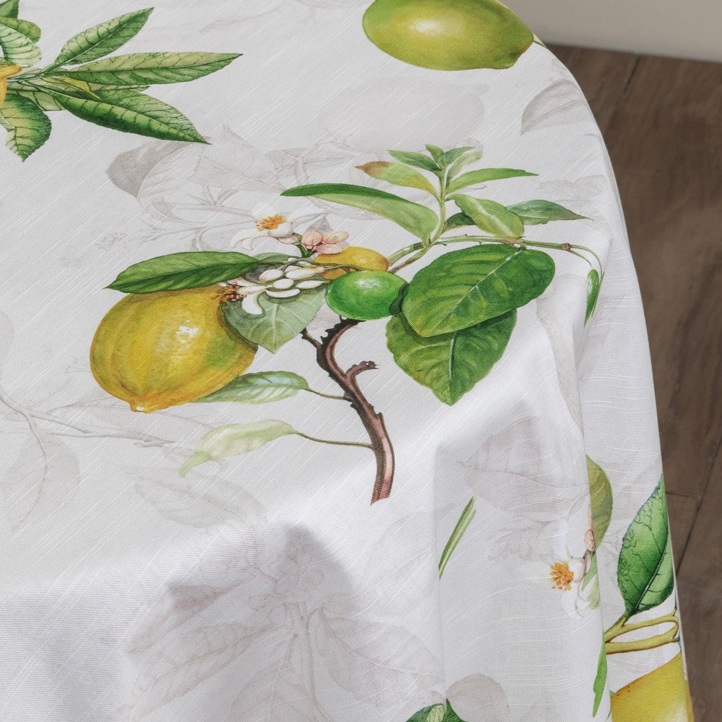 Maison d' Hermine Table Cloth Round Table 100% Cotton 69 Round Inches Tablecloth Reusable Decorative for Dining Kitchen Room Farmhouse Home Gifts for Mothers Day Spring Summer - Limoncello