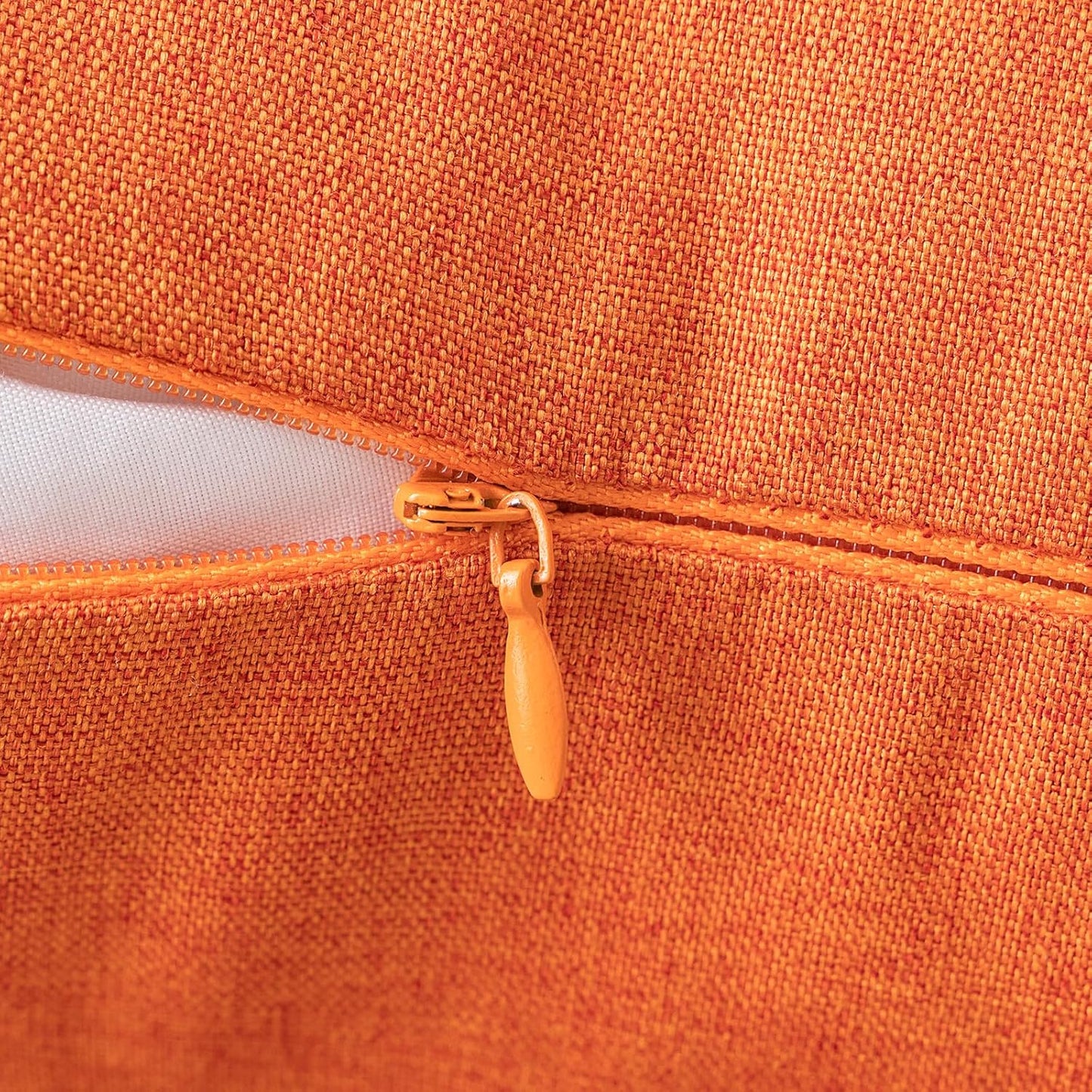 MIULEE Decorative Outdoor Throw Pillow Covers - Waterproof Faux Linen Cushion Cases | 16x16 Inch Bright Orange (Pack of 2)