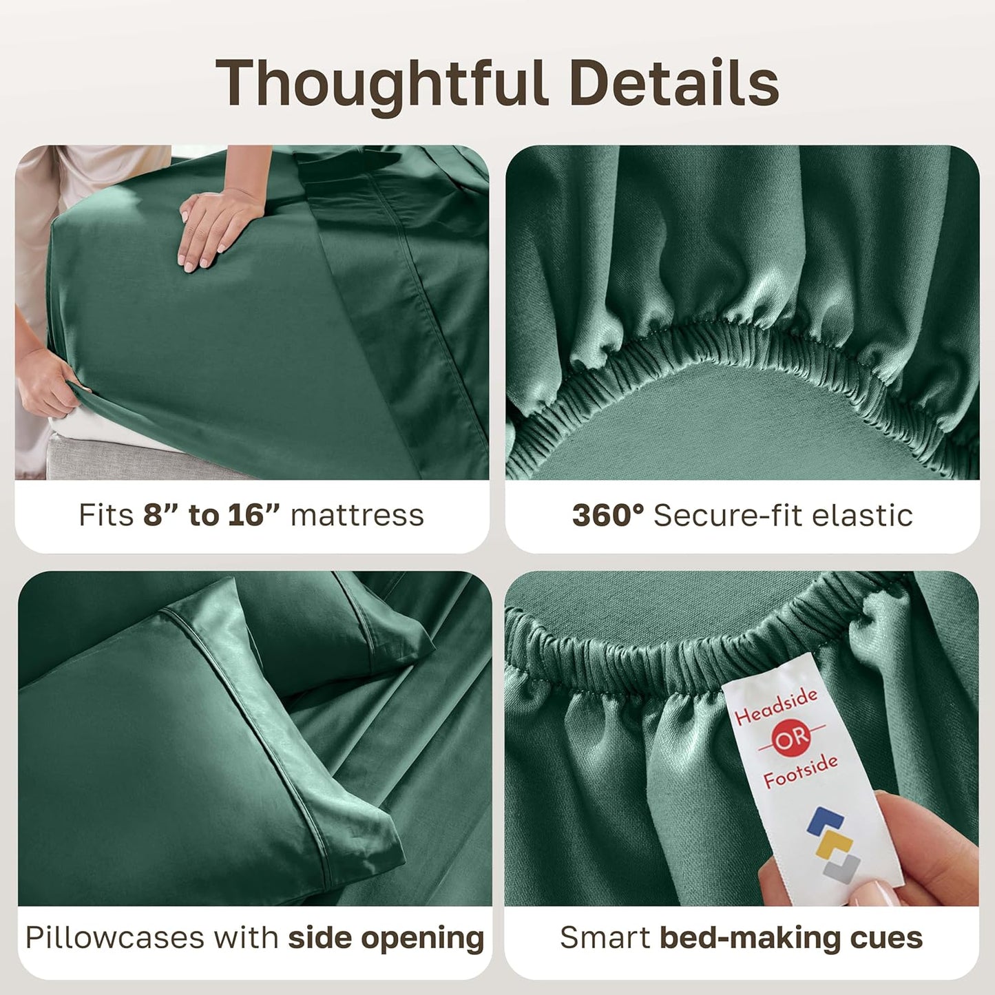 California Design Den King Size Soft 100% Cotton Sheets Set - 400 Thread Count, Silky Sateen, Deep Pockets, Hunter Green