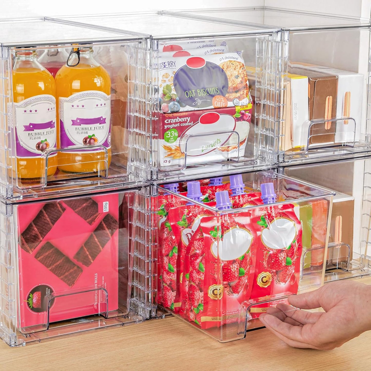 Vtopmart 4 Pack Large Stackable Storage Drawers - Easy Assembly Acrylic Organizers for Bathroom & Kitchen