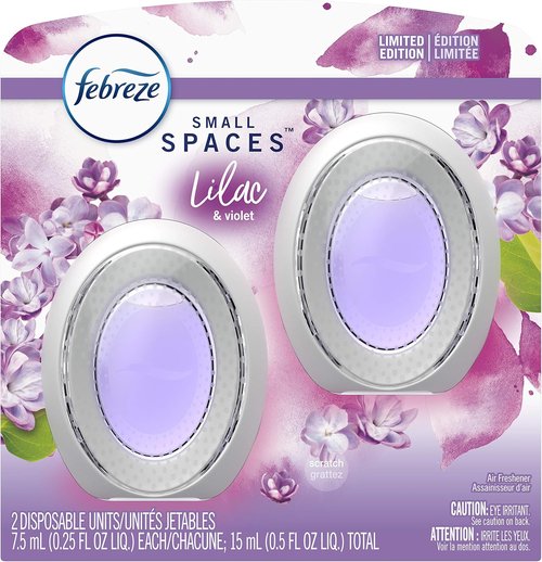 Febreze Small Spaces Air Freshener - Lilac & Violet Scent | 2 Count for Lasting Freshness