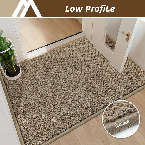 COSY HOMEER Door Mat - Non-Slip Absorbent Entryway Rug | 32"x48" Taupe Washable Dirt Trapper Mat