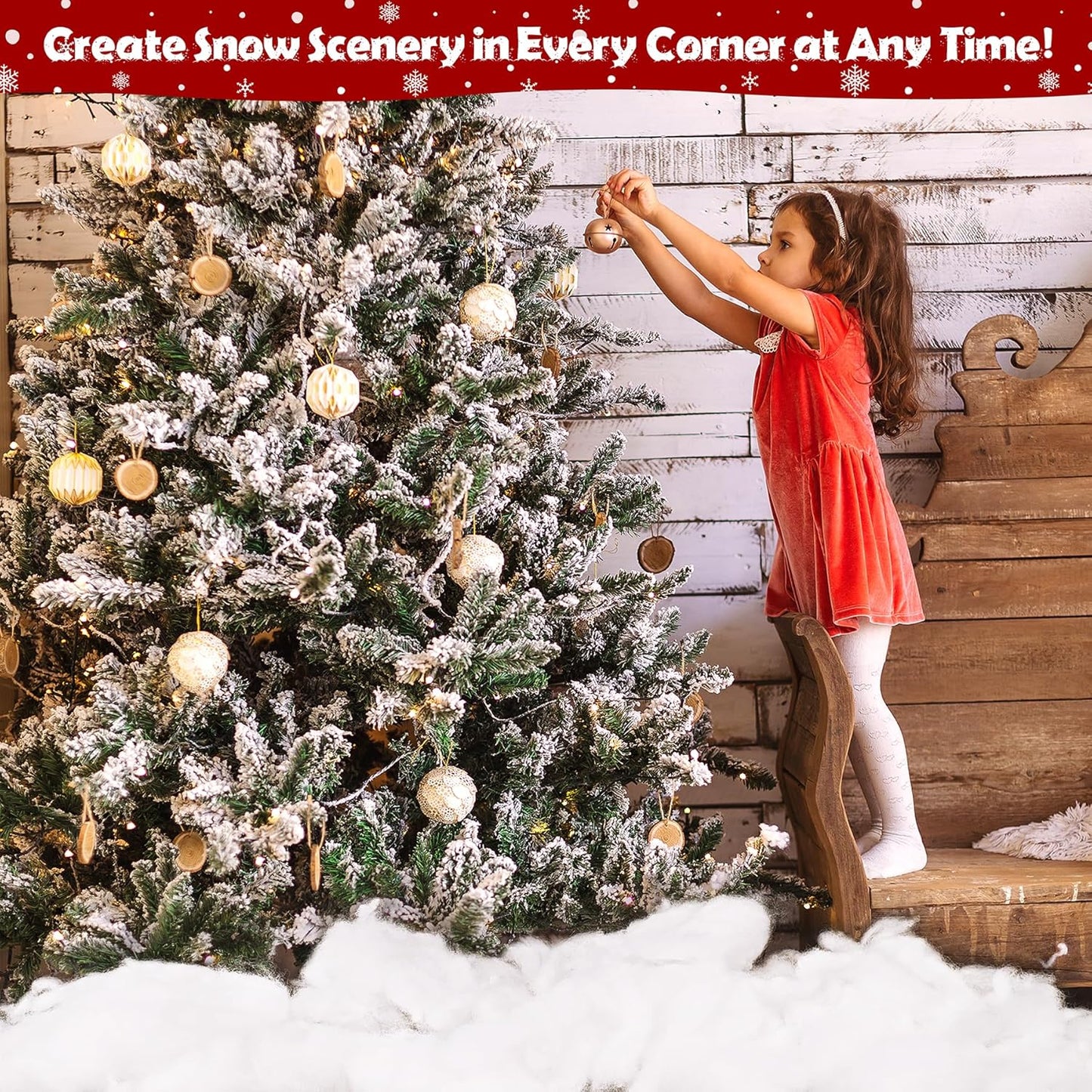 Skiennix Fake Snow Decor - 520g Fluffy Artificial Snow for DIY Christmas & Holiday Displays