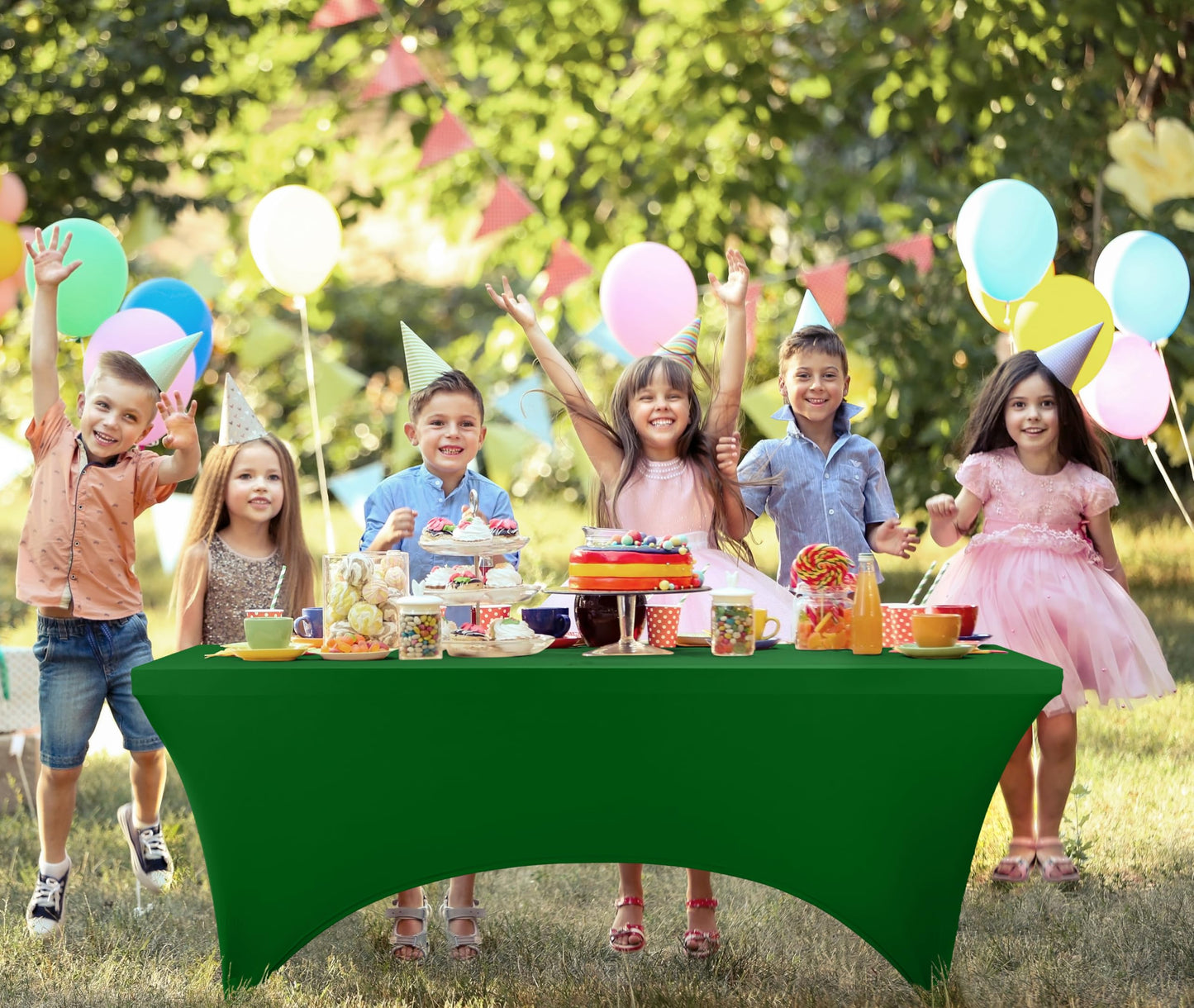 Utopia Kitchen Spandex Tablecloth 10 Pack [6FT, Emerald Green] Tight, Fitted, Washable and Wrinkle Resistant Stretch Table Cloth Rectangle Cover for Trade Show, Weddings & Parties [72Lx30Wx30H Inch]