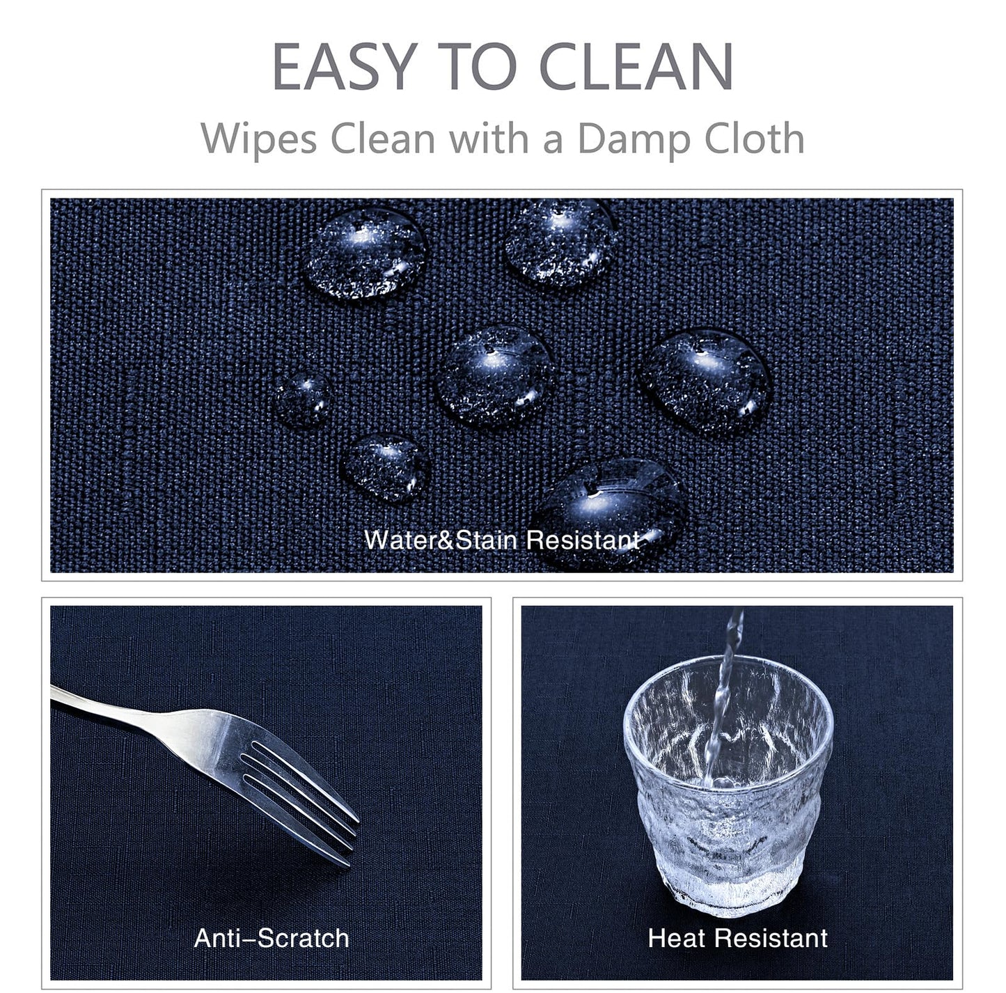 Veblandy Rectangle Tablecloth Waterproof 60x120 inch Linen Textured Table Cloth Stain and Wrinkle Resistant Washable, Decorative Fabric Table Cover for Dining, Party and Camping, Navy Blue