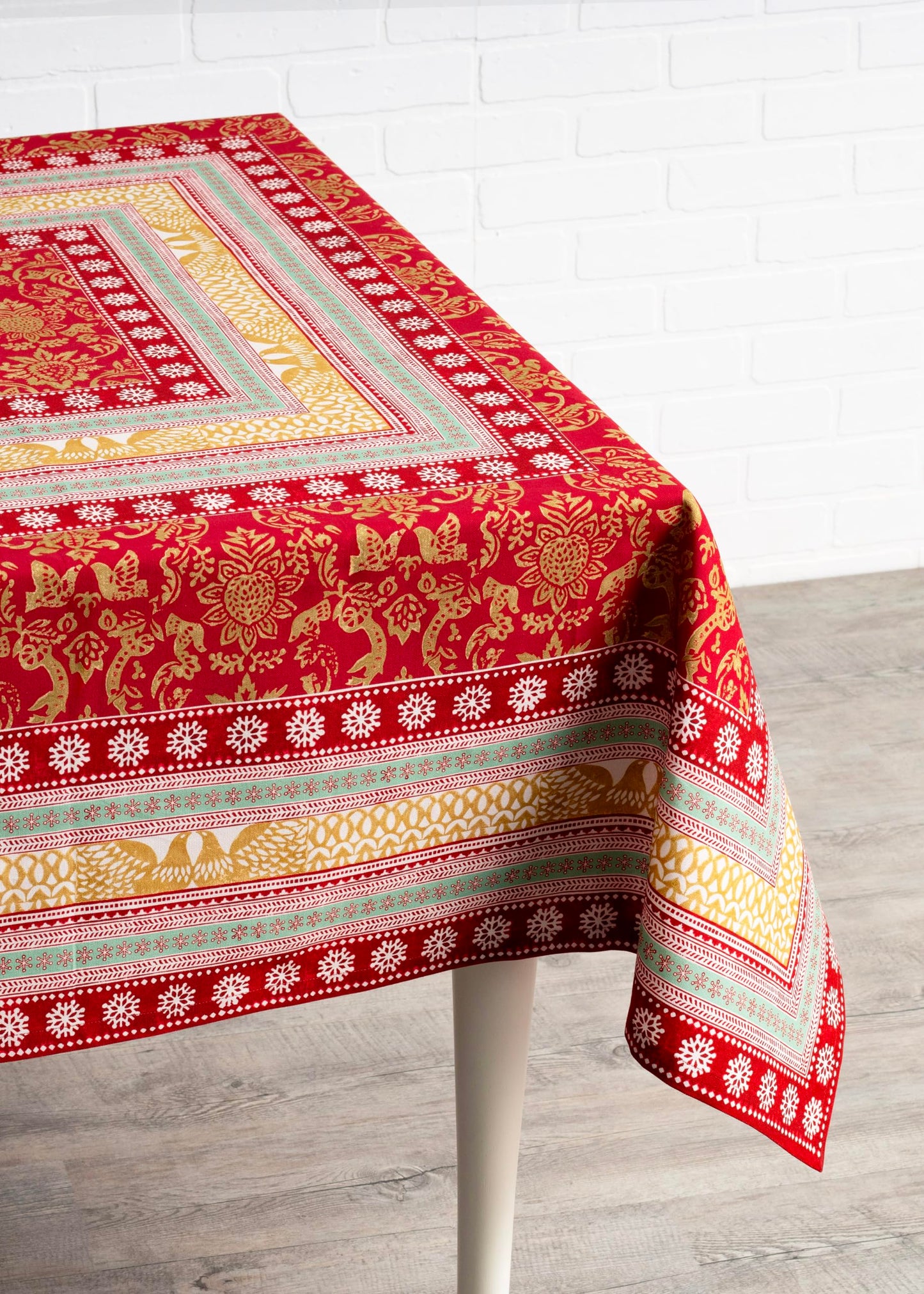 Maison d' Hermine Table Cloth Square Table 100% Cotton 54 x 54 Inches Fall Tablecloth Reusable Everyday Use for Thanksgiving Christmas Decorations Dining Farmhouse Party (Sofia)