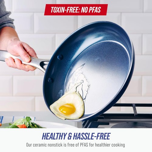 Blue Diamond 10" Nonstick Frying Pan | Diamond-Infused Ceramic, PFAS-Free, Dishwasher Safe, Durable Design