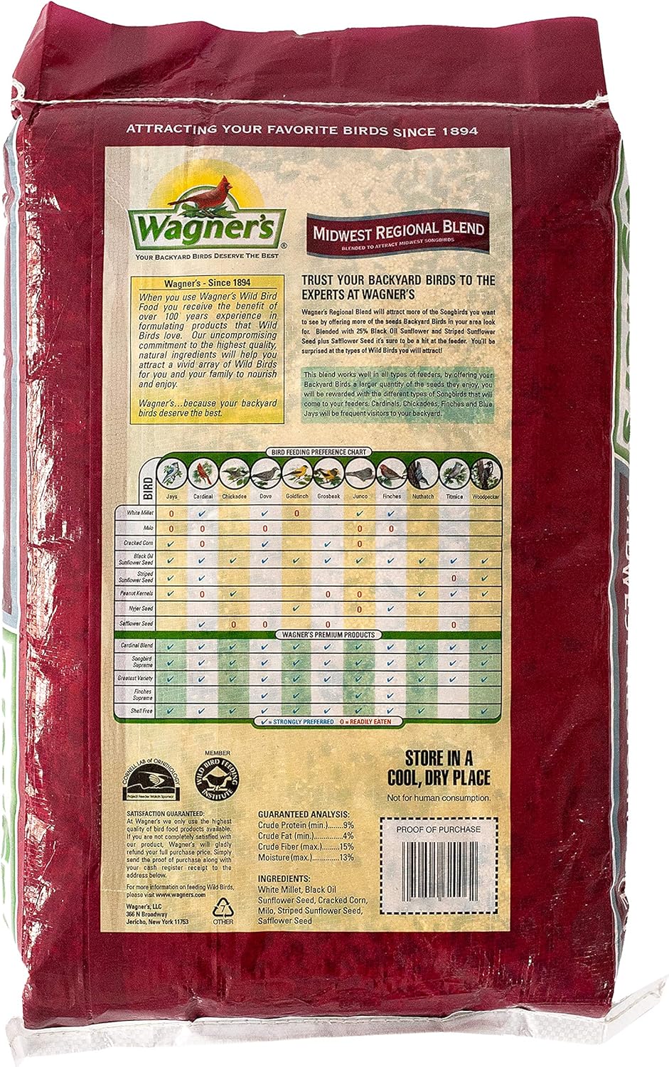 Wagner's Midwest Regional Blend Wild Bird Food - 20-Pound Bag for Vibrant Backyard Birds