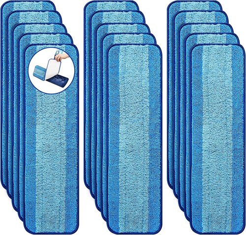 Bona Microfiber Mop Pads - 15-Pack Washable Reusable Refills for Hardwood, Tile & Multi-Surface Floors | Pet Hair & Stain Removal