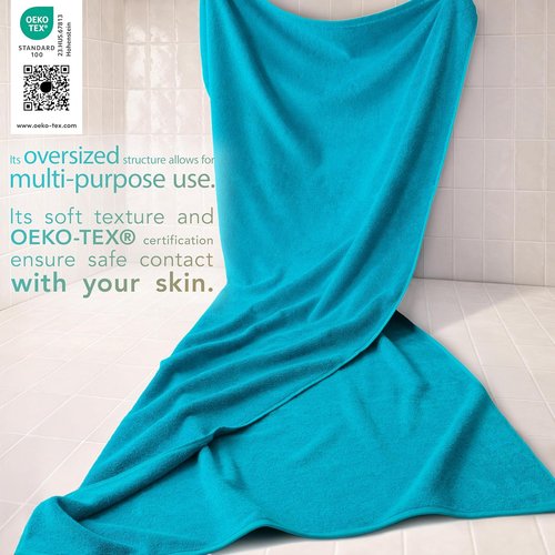 Cotton Paradise 100% Cotton Oversized Bath Sheet - Extra Large Aqua Blue Turkish Towel 40x80